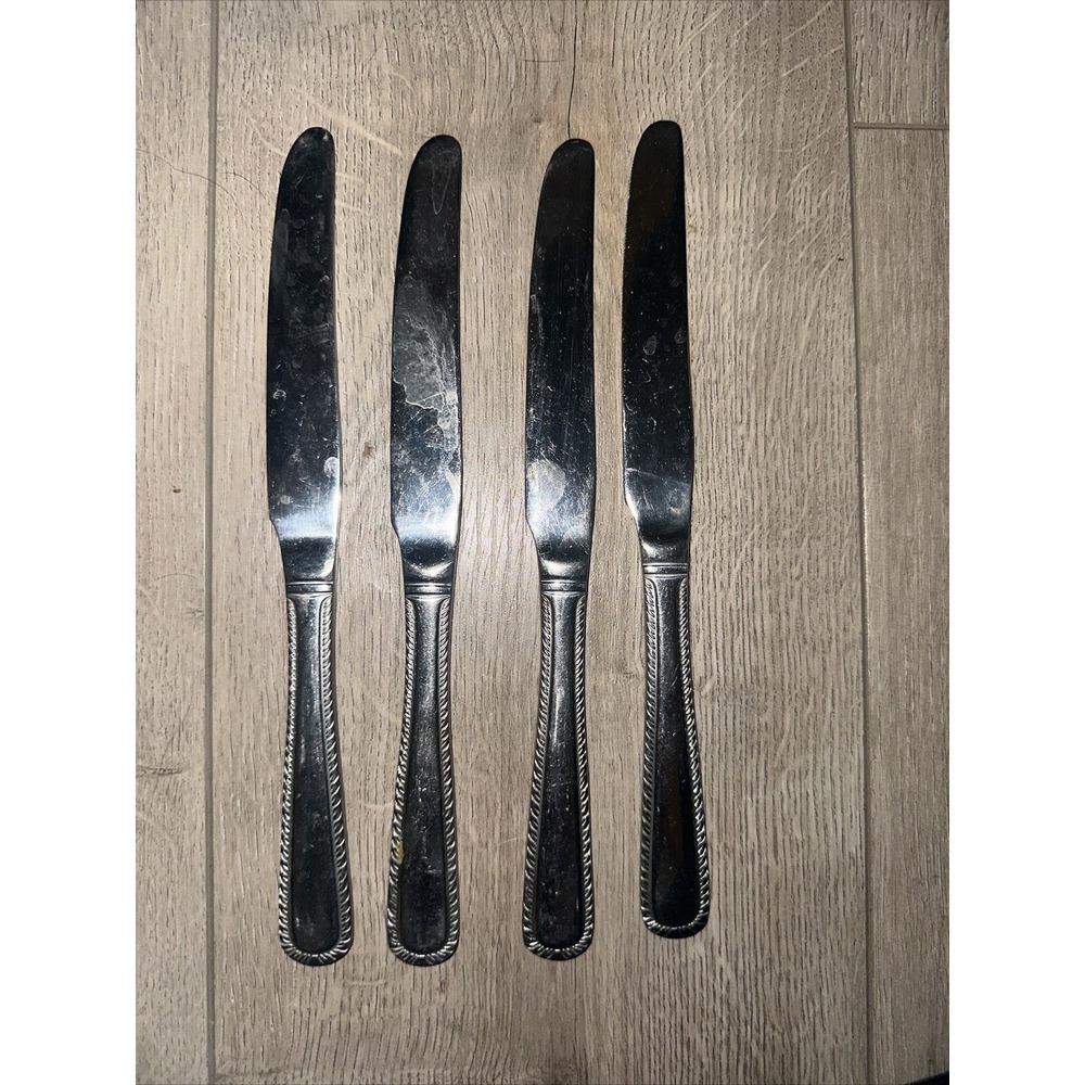 4 PCs Dinner Knives‎ Solid Wallace ASHCROFT Stainless China 9 3/8" Flatware